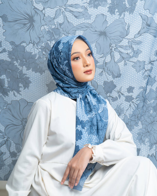 Voal Superfine Segiempat Motif Floral - KYRA | Harraku