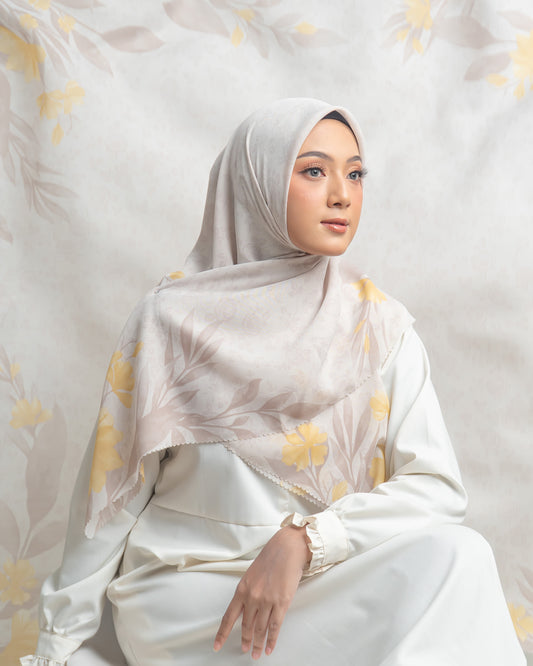 Voal Superfine Segiempat Motif Floral - DZEMILA | Harraku