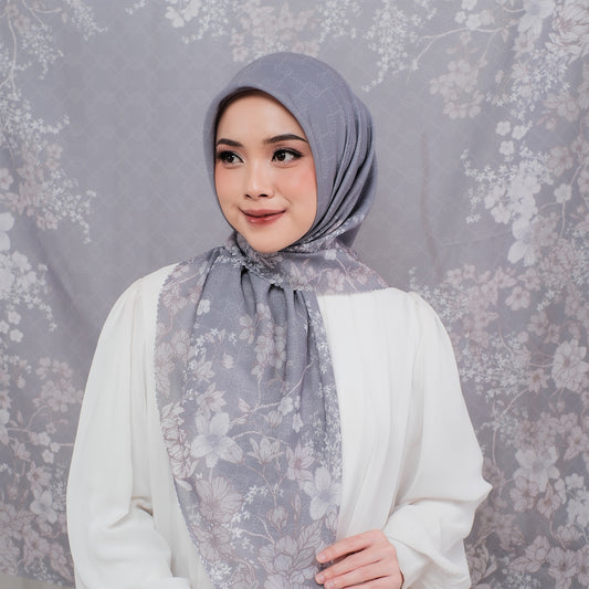 Voal Superfine Segiempat Motif Floral - ARESHA | Harraku