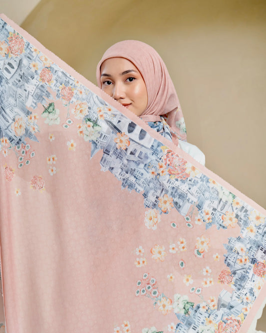 Voal Superfine Segiempat Motif Castle - KANIYA | Harraku