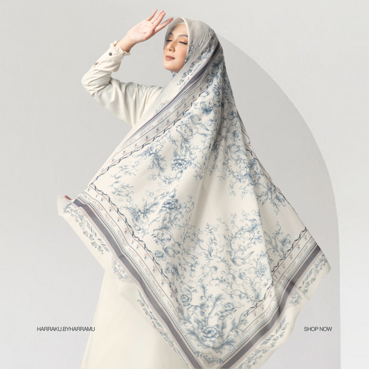 Voal Superfine Segiempat Motif Floral - ADELINA | Harraku