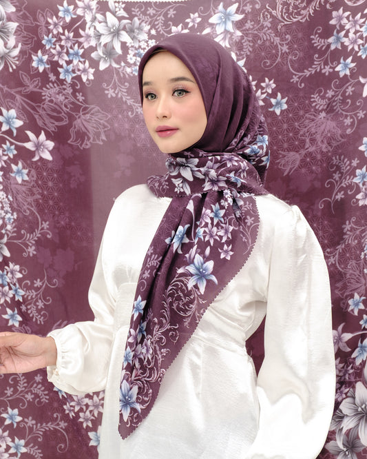 Voal Superfine Segiempat Motif Floral - AMITYA | Harraku