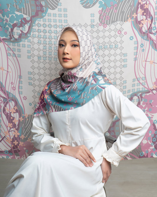 Voal Superfine Segiempat Motif Abstrak - HEELWA | Harraku