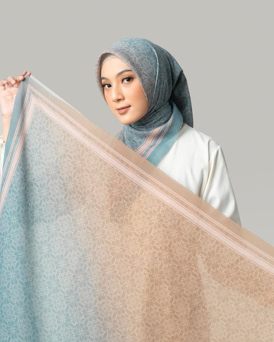 Voal Superfine Segiempat Motif Ornament - INARA HIJAU | Harraku