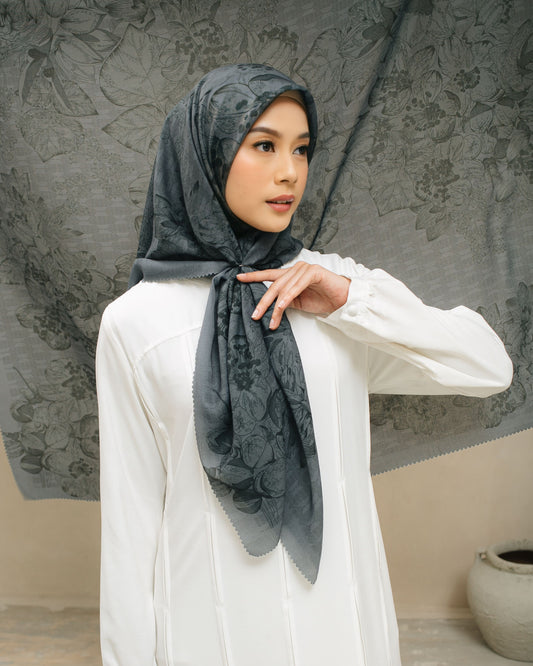Voal Superfine Segiempat Motif Floral - ZERA | Harraku