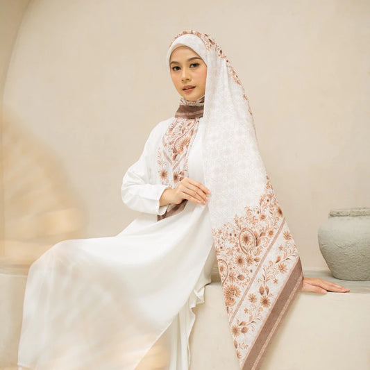 Voal Superfine Segiempat Motif Floral - ALEENA | Harraku