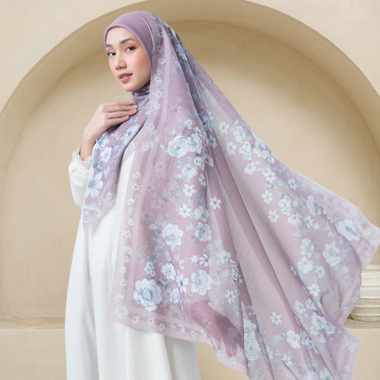 Voal Superfine Segiempat Motif Floral - DEEVA | Harraku
