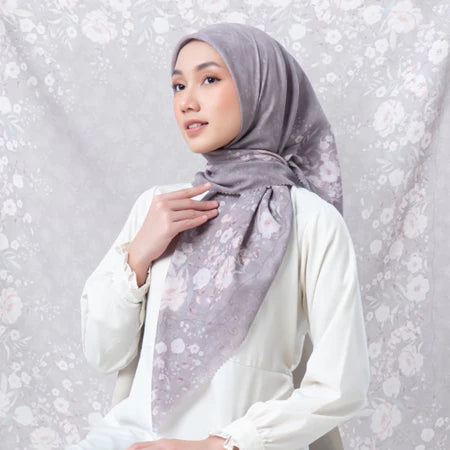 Voal Superfine Segiempat Motif Floral - KALISA | Harraku