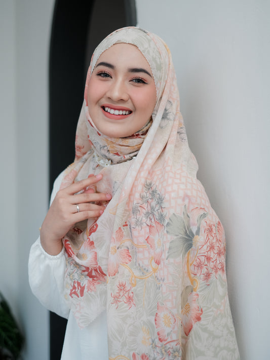 Voal Superfine Segiempat Motif Floral - MAGNOLIA | Harraku