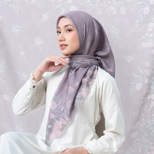 Voal Superfine Segiempat Motif Floral - ZEEVA | Harraku