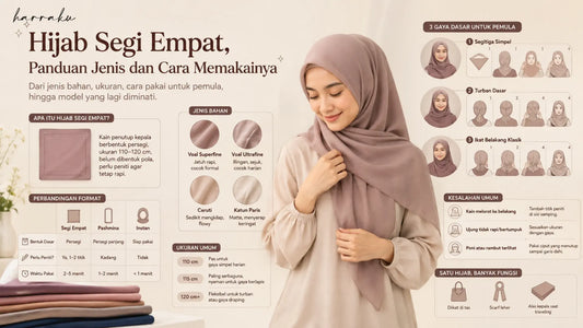 Hijab Segi Empat, Panduan Jenis dan Cara Memakainya