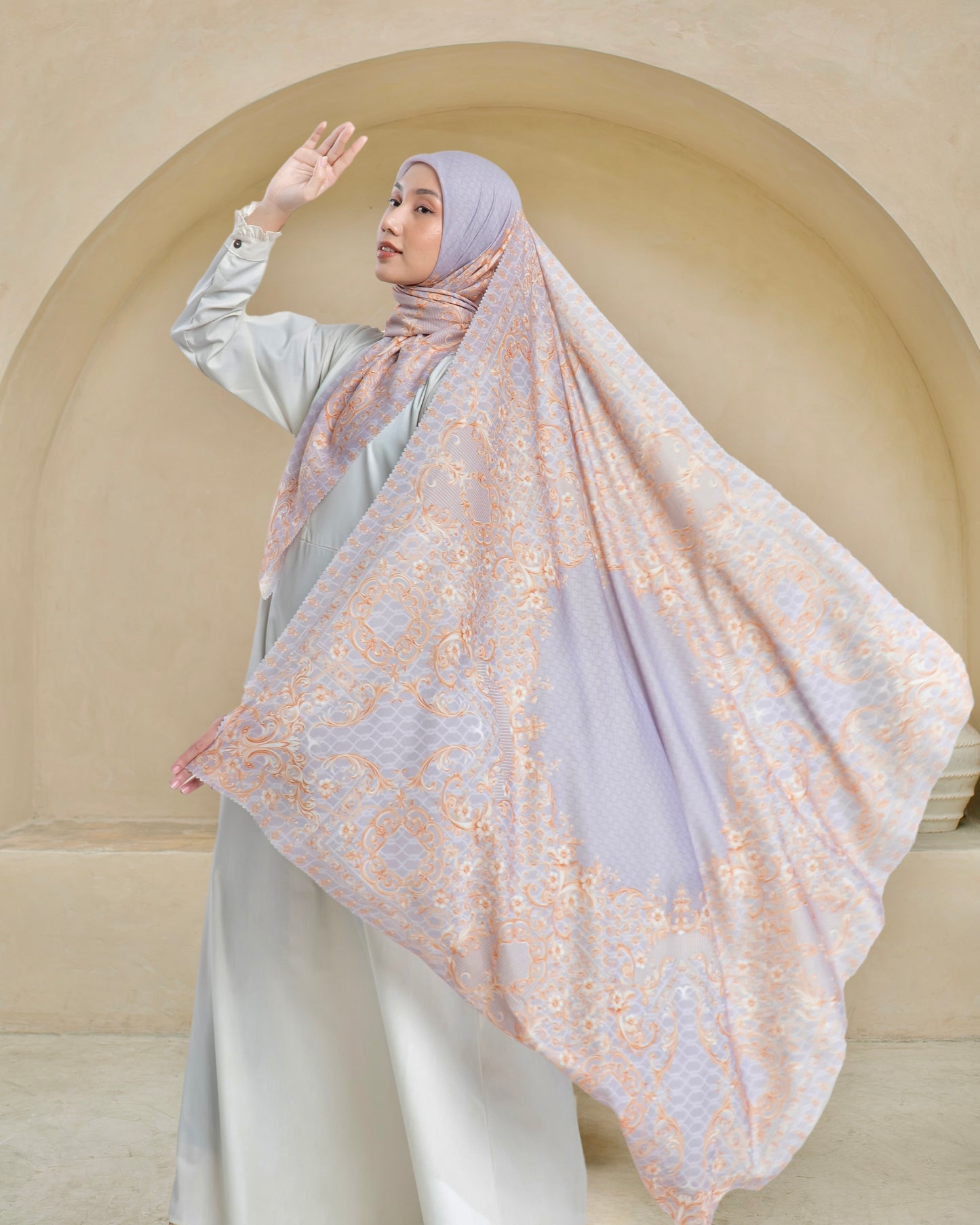 Voal Superfine Segiempat Motif Floral - KANIGIA | Harraku