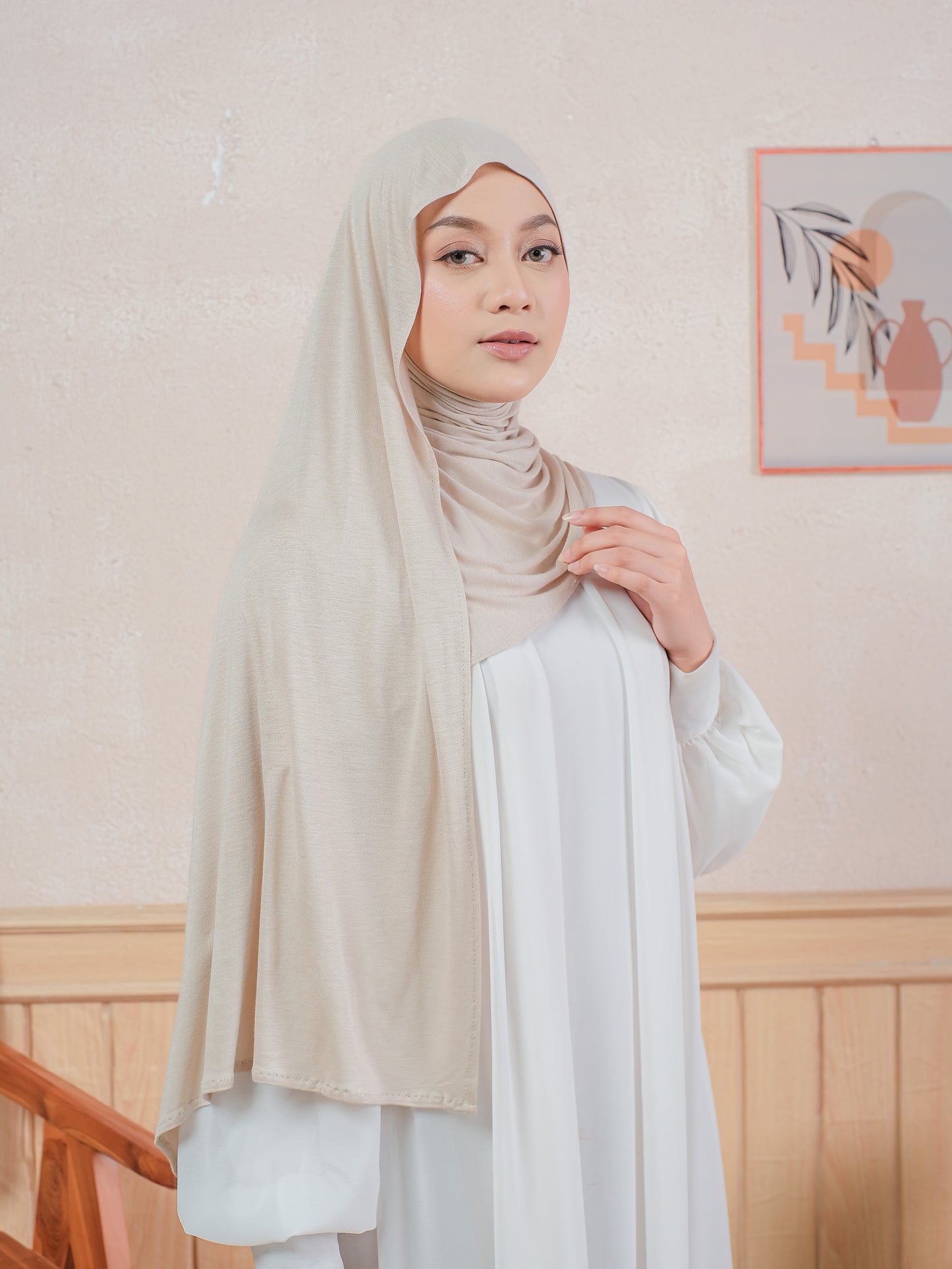 Pashmina Rayon Tansel Polos - BEIGE | Harraku