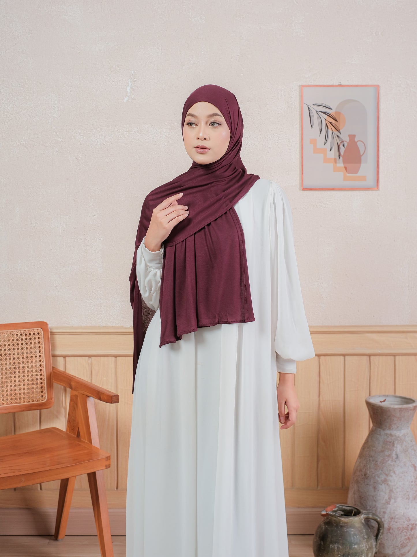 PASHMINA RAYON TANSEL - BURGUNDY