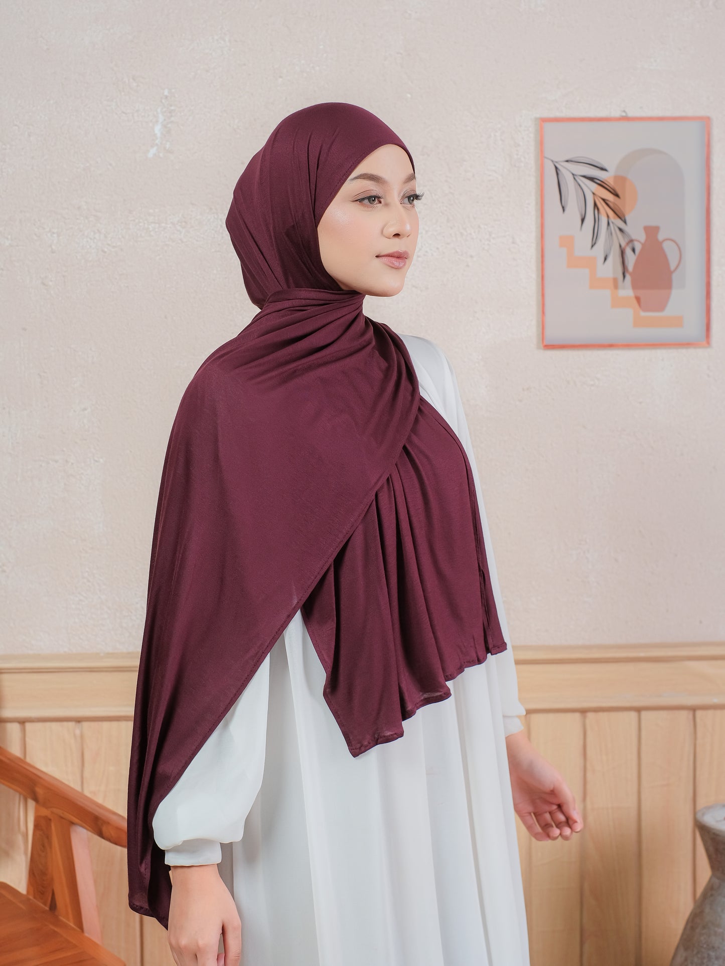 PASHMINA RAYON TANSEL - BURGUNDY